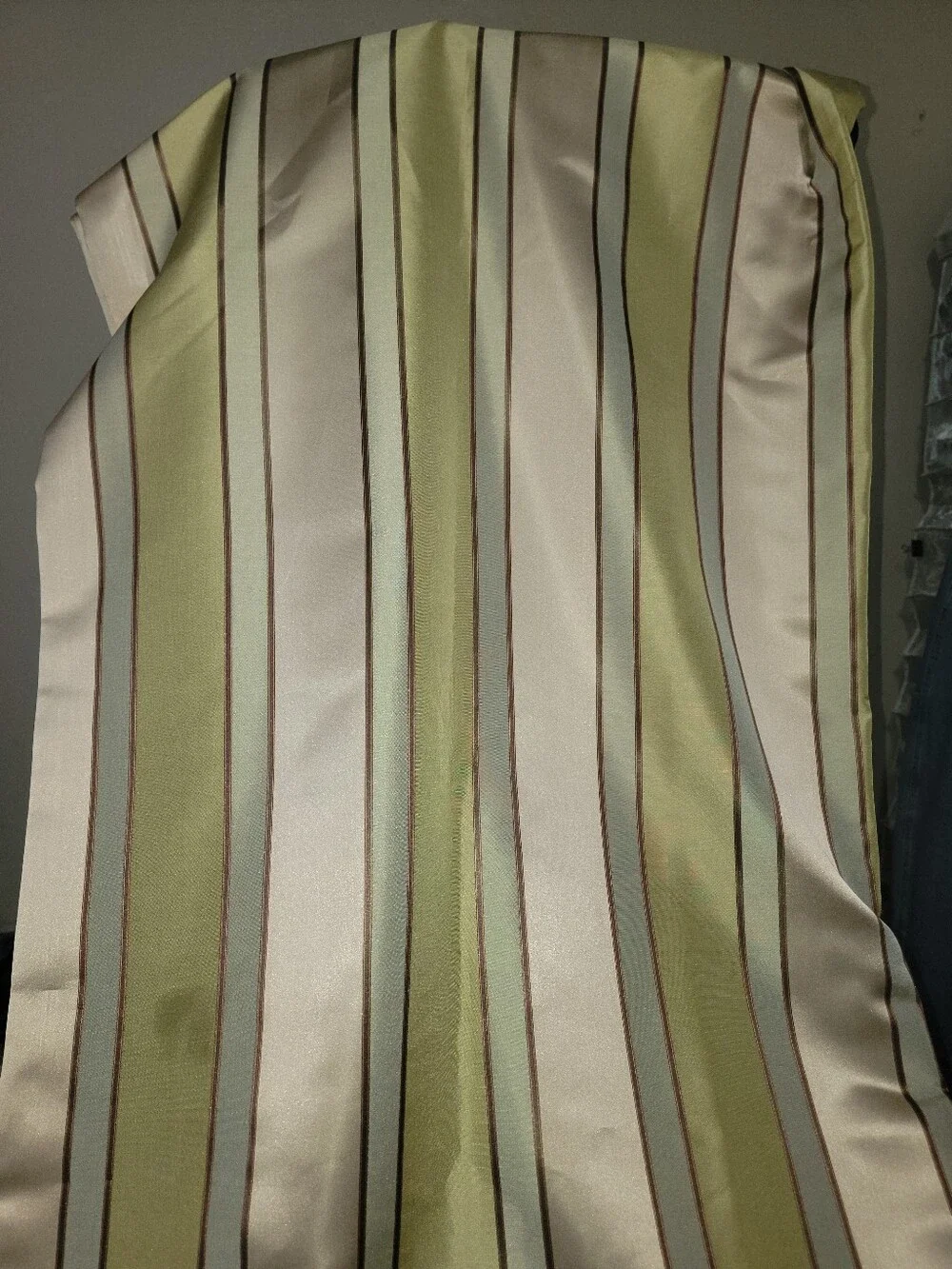 World Market Curtain Set Olive and Taupe Striped Lined 54X96